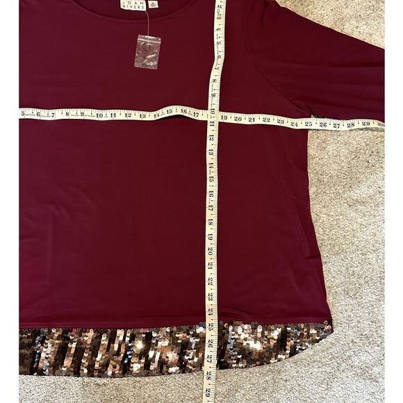 Joan Rivers NWOT Women Size XL Long Sleeve Embellished Sequins Hem Plumb Tunic - Picture 7 of 12